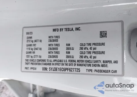 2023 Tesla Model 3 Performance Dual Motor All-Wheel Drive из США, поврежденный, VIN 5YJ3E1EC6PF627725